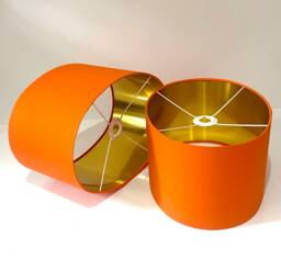 New Luxury High Quality Orange Cotton Fabric Lamp Shade Oval Shape Oval Metallic Lining - thumbnail 1