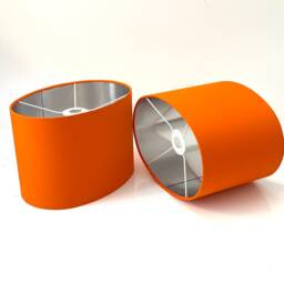 New Luxury High Quality Orange Cotton Fabric Lamp Shade Oval Shape Oval Metallic Lining - thumbnail 2