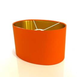 New Luxury High Quality Orange Cotton Fabric Lamp Shade Oval Shape Oval Metallic Lining - thumbnail 3