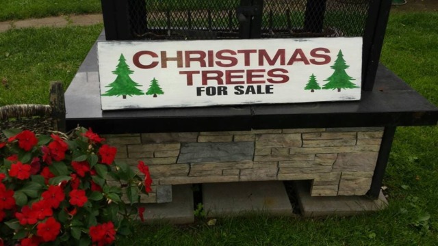 Christmas Trees For Sale Wood Sign Distressed Holiday Decor Wall Hanging Rustic Primitive Farmhouse Fixer Upper - image 1
