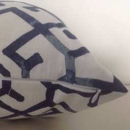 Indigo Geometric Cushion Cover Vintage Navy Blue Cotton Pillow - thumbnail 2