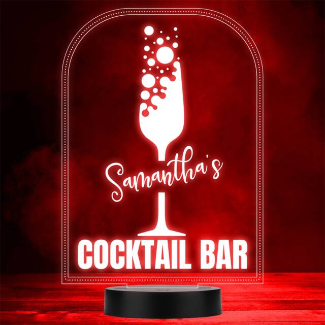 Glass Of Champagne Bubbly Cocktail Home Bar Man Cave Colour Change Night Light - image 1