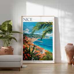 Nice France Travel Poster French Riviera Coastal Art - thumbnail 2
