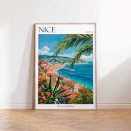 Nice France Travel Poster French Riviera Coastal Art - thumbnail 3