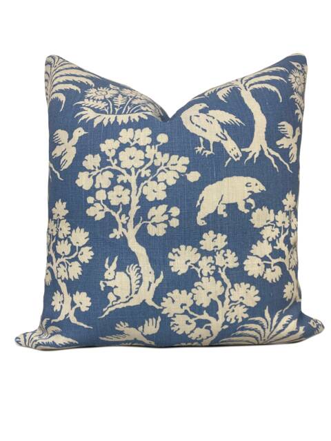 Schumacher Woodland Silhouette Blue Cushion Cover Pillow Double Sided - image 1