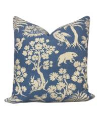 Schumacher Woodland Silhouette Blue Cushion Cover Pillow Double Sided - thumbnail 1