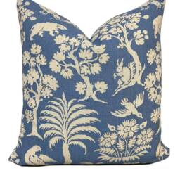Schumacher Woodland Silhouette Blue Cushion Cover Pillow Double Sided - thumbnail 2