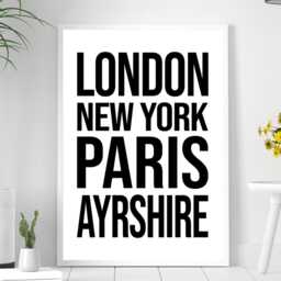 Ayrshire Iconic Bold Town Scotland Print Poster - Scotland Gift Bespoke A5 A4 A3 Framed Or Unframed - thumbnail 3
