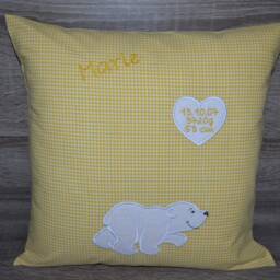 Polar Bear Pillow 40 X cm, Polar With Name, Pillow, Birth Name Christening Handmade - thumbnail 2