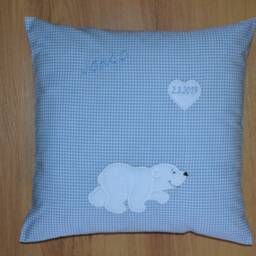 Polar Bear Pillow 40 X cm, Polar With Name, Pillow, Birth Name Christening Handmade - thumbnail 3