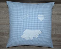 Polar Bear Pillow 40 X cm, Polar With Name, Pillow, Birth Name Christening Handmade - thumbnail 1