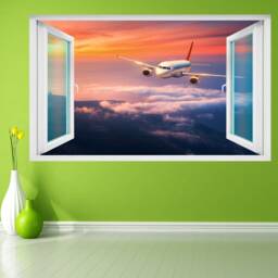 Airplane Aircraft Sunset Wall Sticker Mural Decal Poster Print Art Kids Bedroom Home Decor Fs22 - thumbnail 2