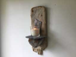 Driftwood & Slate Candle Sconce 2 Coastal Inspired Home Decor