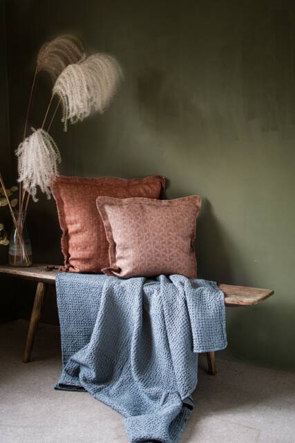 Terracotta Pillow Case With Fringes Rustic Linen Cover Antiques Decorative Cushions Rusty Farmhouse Couch Throw Pillows Damask Geometric - image 1