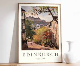 Edinburgh Poster, Travel Print, Scotland Wall Art, Scottish Tropical Decor, City Poster - thumbnail 1