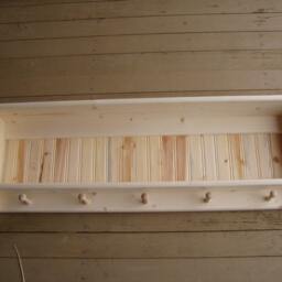 Rustic Pine Coat Rack Shaker Style Wall Shelf, 42 - thumbnail 2