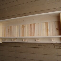 Rustic Pine Coat Rack Shaker Style Wall Shelf, 42 - thumbnail 3