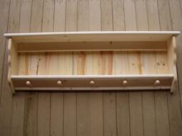 Rustic Pine Coat Rack Shaker Style Wall Shelf, 42