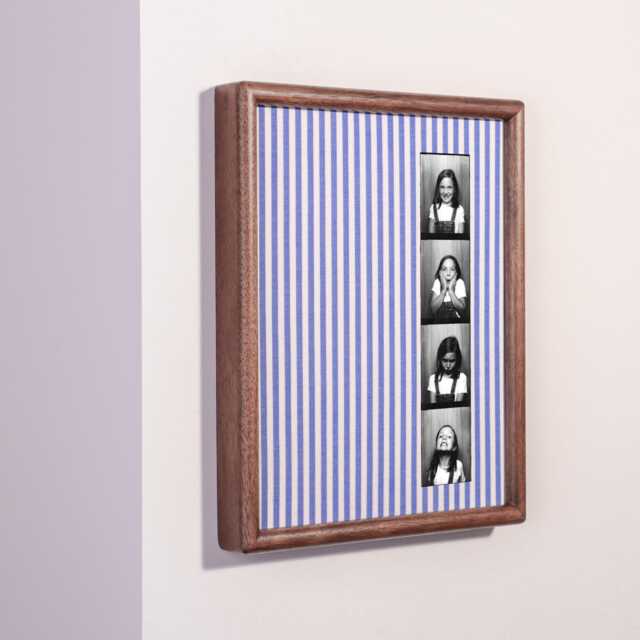 Walnut Wood Photobooth Frame With Fabric Mat - Photo Strip & Instant Photos, Wall Art Display - image 1