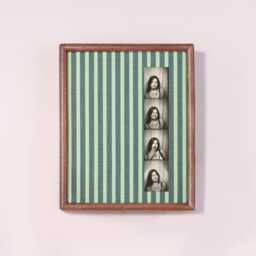 Walnut Wood Photobooth Frame With Fabric Mat - Photo Strip & Instant Photos, Wall Art Display - thumbnail 2
