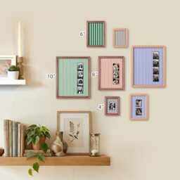 Walnut Wood Photobooth Frame With Fabric Mat - Photo Strip & Instant Photos, Wall Art Display - thumbnail 3