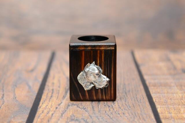 Argentine Dogo - Wooden Candlestick With Dog, Souvenir, Decoration, Limited Edition, Collection - image 1