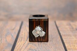 Argentine Dogo - Wooden Candlestick With Dog, Souvenir, Decoration, Limited Edition, Collection - thumbnail 1