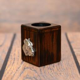 Argentine Dogo - Wooden Candlestick With Dog, Souvenir, Decoration, Limited Edition, Collection - thumbnail 2