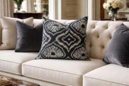 Handwoven Silk Ikat Pillow Cover, Modern Home Decor - 20x20 - thumbnail 1