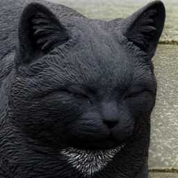 Concrete Lying Cat Statue Black Kitten Figurine Outdoor Kitty Stone Sculpture Memorial Pet Ornament Cement Garden Decor Handmade Art - thumbnail 2