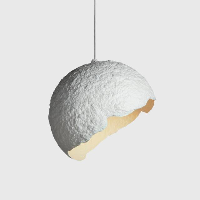 Modern Chandelier From Paper Mache, Ceiling Light For Kitchen Island, Hanging - Globe Blanco - image 1