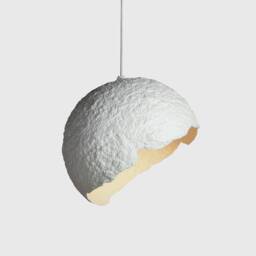 Modern Chandelier From Paper Mache, Ceiling Light For Kitchen Island, Hanging - Globe Blanco - thumbnail 1