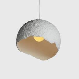 Modern Chandelier From Paper Mache, Ceiling Light For Kitchen Island, Hanging - Globe Blanco - thumbnail 3