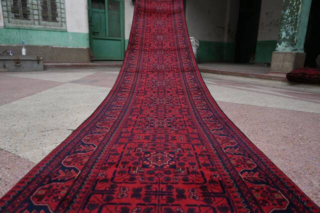 32 Ft Long Runner Rug, Best Quality Turkmen Tribal Hallway Runner, Bukhara Afghan Handmade Veg Dyes Wool, Oriental Runner, 32.0 X 2.8 - image 1