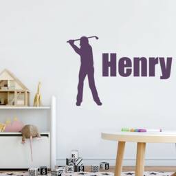 Personalised Golfer Wall Art Sticker, Golf Wall Decor Gift, Personalised Gift Golfer Decor, Custom Art Decal - thumbnail 3