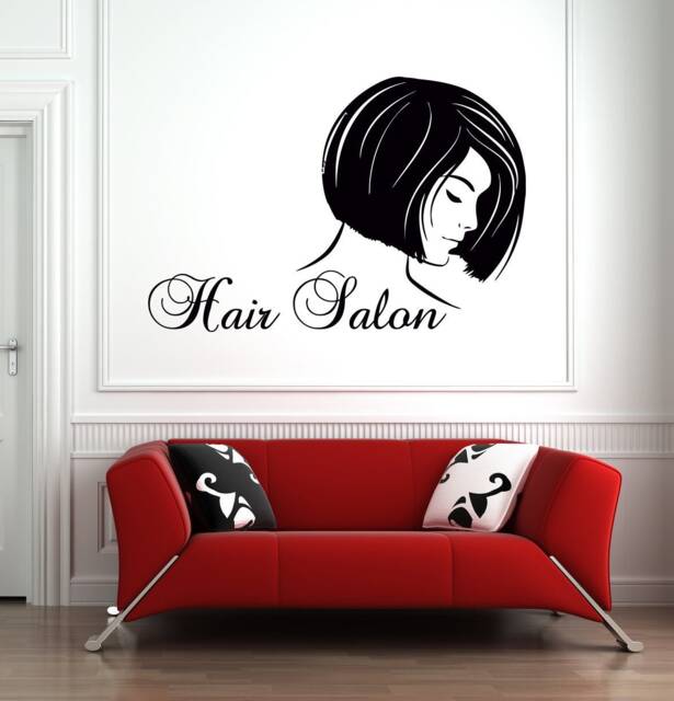 Hair Salon Wall Decal Beauty Decor, Removable Vinyl Sticker 081Re - image 1