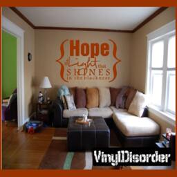 Hope... The Light Shines in The Blackness - Vinyl Wall Decal Quotes Sticker In021Hopethelightiiiet - thumbnail 1