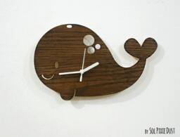 Whale Kids Cartoon Wood Silhouette - Wooden Wall Clock - thumbnail 1