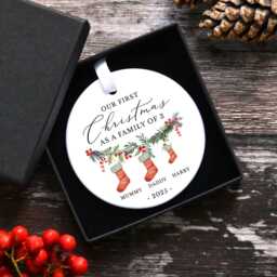 Personalised First Christmas As A Family Of 4 Bauble, Baby's Tree Ornament, 1st Xmas Ornament 2025, 3 5 Keepsake - thumbnail 2