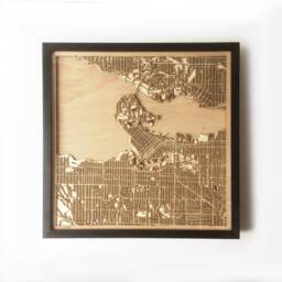 Laser Cut Wood Map Of Vancouver - Framed 3D City Street - thumbnail 1