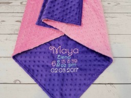 Personalized Baby Blanket-Birth Annoucement Blanket - Birth Stats Minky Blanket-Birth Stats