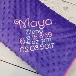 Personalized Baby Blanket-Birth Annoucement Blanket - Birth Stats Minky Blanket-Birth Stats - thumbnail 3