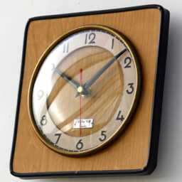 Retro Style Wall Clock - New 19cm Handmade Wooden Formica Mid Century Vintage French Gift Off The Clocks - thumbnail 2