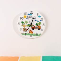 Fire Truck Themed Personalised Bedroom Clock - Kids Illustrated Clock Gift - thumbnail 2