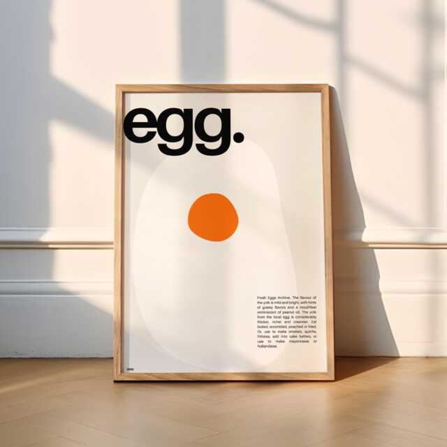 Egg Print - Kitchen - Egg Lover, Fried, Boiled, Poached, Scrambled, Breakfast, Lunch, Poster, Wall Art, Funny, Retro, Cute, Morning - image 1