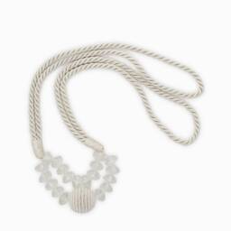 Decopro Beautiful Pair Of Ivory, Pearl Bead Rope Holdback With 39 1/2 Inch Spread - Embrace, Set Two Decorative Tiebacks