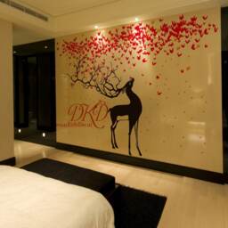 Wall Decal Nursery, Removable Kids Stickers, Home Decor, Cherry Tree Branch With Deer, Pink Floral, Butterfly, Moose-Dk303 - thumbnail 3
