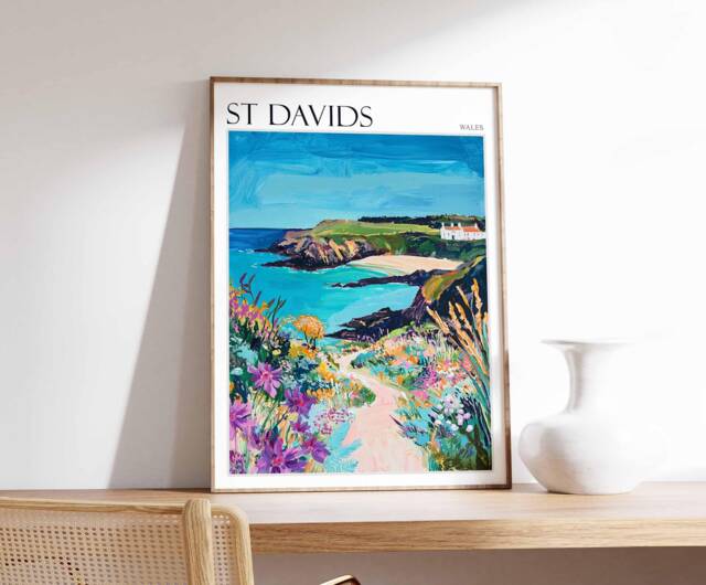 st Davids Wales Travel Poster Coastal Wall Art - image 1