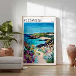 st Davids Wales Travel Poster Coastal Wall Art - thumbnail 2