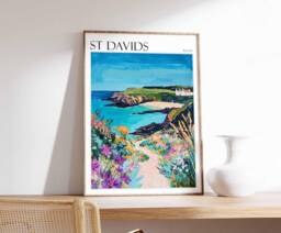 st Davids Wales Travel Poster Coastal Wall Art - thumbnail 1